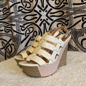 NWOT BCBGeneration Cream Wedges Size 8
